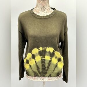 TREASURE & BOND Olive and yellow tie dye crew neck sweater size XL